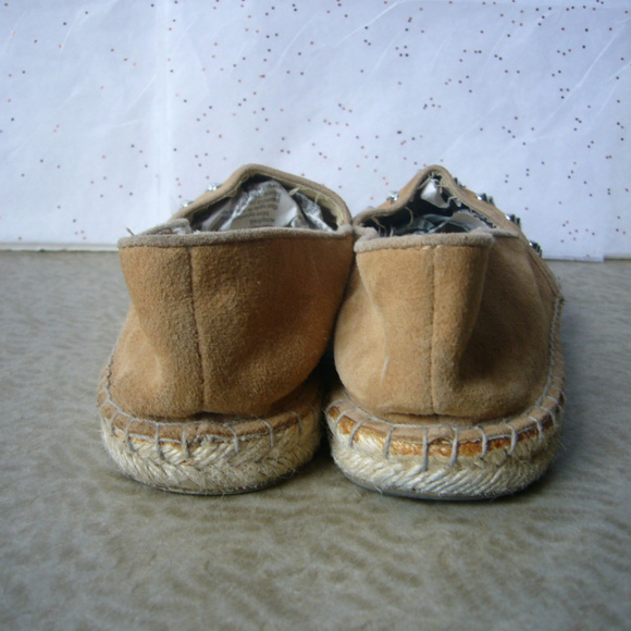 Zara Tan Suede Silver Studded Espadrille Flat 39/8 - Picture 5 of 6